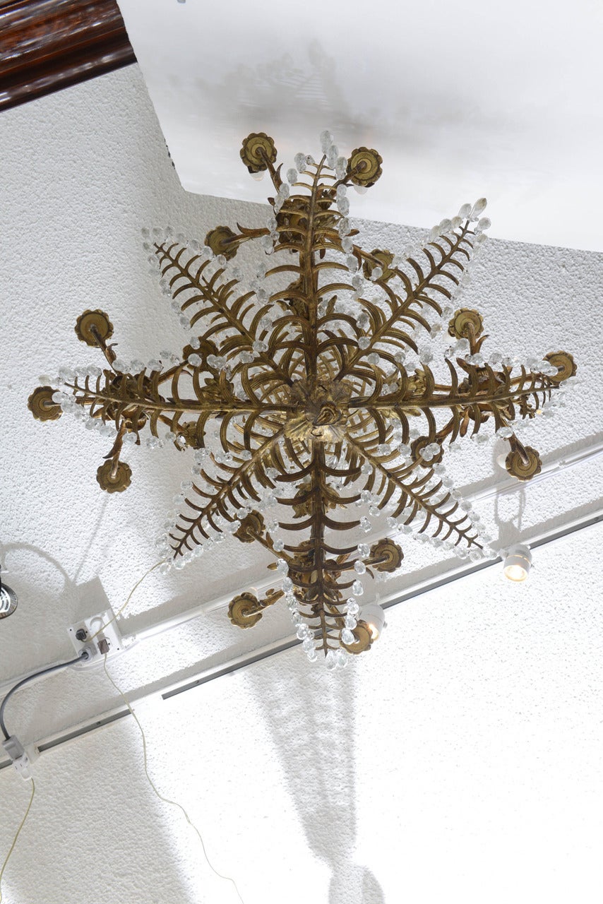 French Chinoiserie Style Bronze and Crystal Chandelier Fixture, 19th Century 1