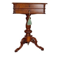 English Burl Walnut Work, Side, End, Tea Table, 19th Century