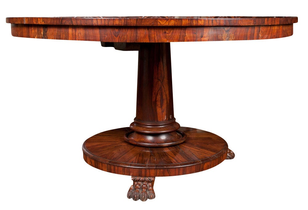 Rosewood English Regency Center or Dining Tilt Top Table, 19th Century For Sale