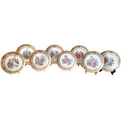 Chinese Porcelain, Set of 8 Rose Mandarin Plates, 8" , 19th Century