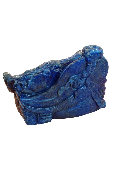 Asian Chinese Lapis Lazuli Sculpture of a Seated Laughing Buddha