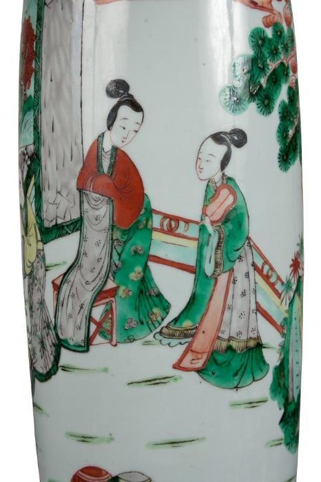 19th Century Chinese Porcelain Famille Vert Vase, Lamp