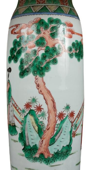 Chinese Porcelain Famille Vert Vase, Lamp 1
