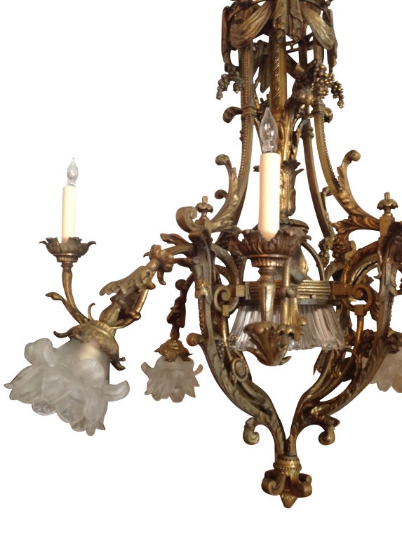 19th Century French Bronze Chandelier In Good Condition For Sale In West Palm Beach, FL