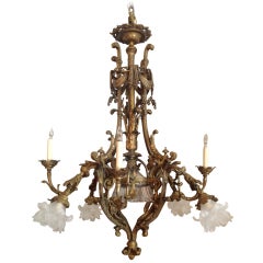 19th Century French Bronze Chandelier Antique 19th Century French Bronze Chandelier