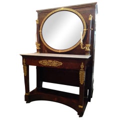 French Mahogany & Marble, Dressing Table/Vanity, Console, Server, 19th C.