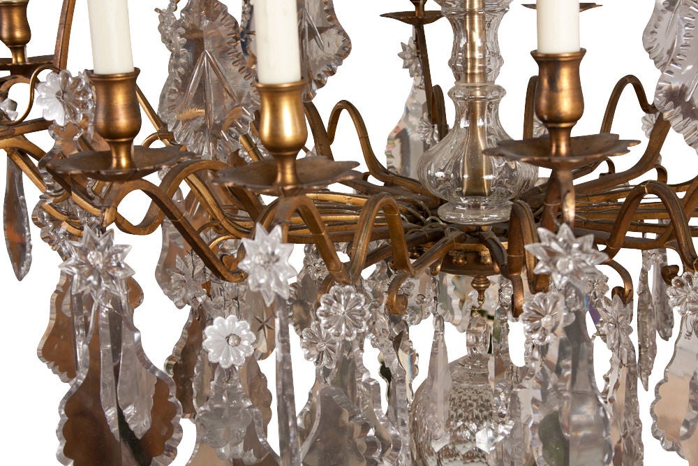 Important French Louis XV Bronze and Crystal Chandelier, 19th Century For Sale 1