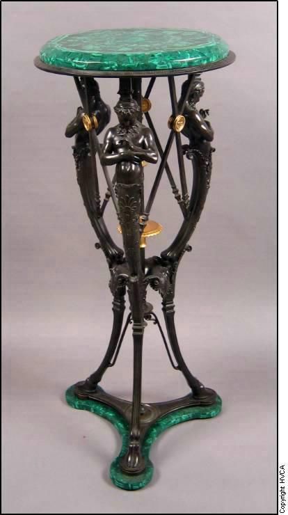 Neoclassical Gueridon Pedestal Column with Malachite and Bronze, 19th Century