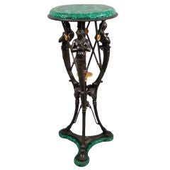 Neoclassical Gueridon Pedestal Column with Malachite and Bronze, 19th Century