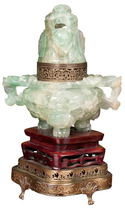 Chinese Carved Agate censor Burner/ Lamp with Interior Light, Circa 1900