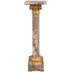 Neo-Classical Marble Pedestal, Column with Ormolu Details, 19th Century