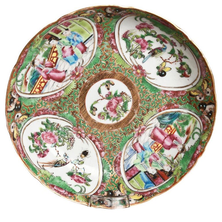 Set 8 Chinese Porcelain Rose Mandarin Cups and Saucers, 19th Century