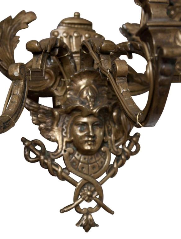 19th Century Pair of Bronze Wall Sconces, Appliques with Mirrored Backs, 19th century For Sale