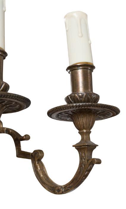 Pair of Bronze Wall Sconces, Appliques with Mirrored Backs, 19th century For Sale 1