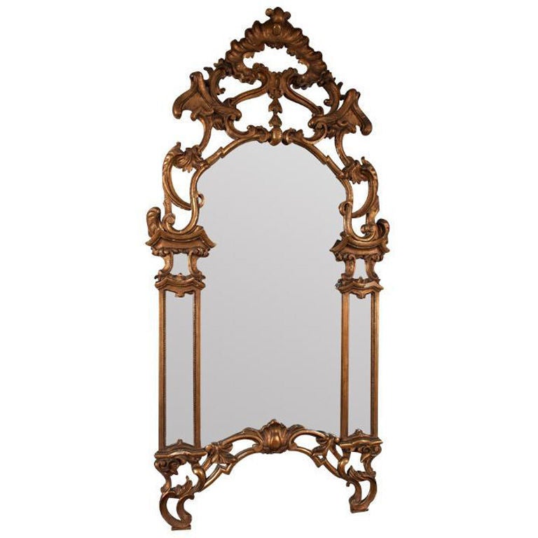 Huge French Gilt Over Mantel Mirror, Carved, 19th Century For Sale