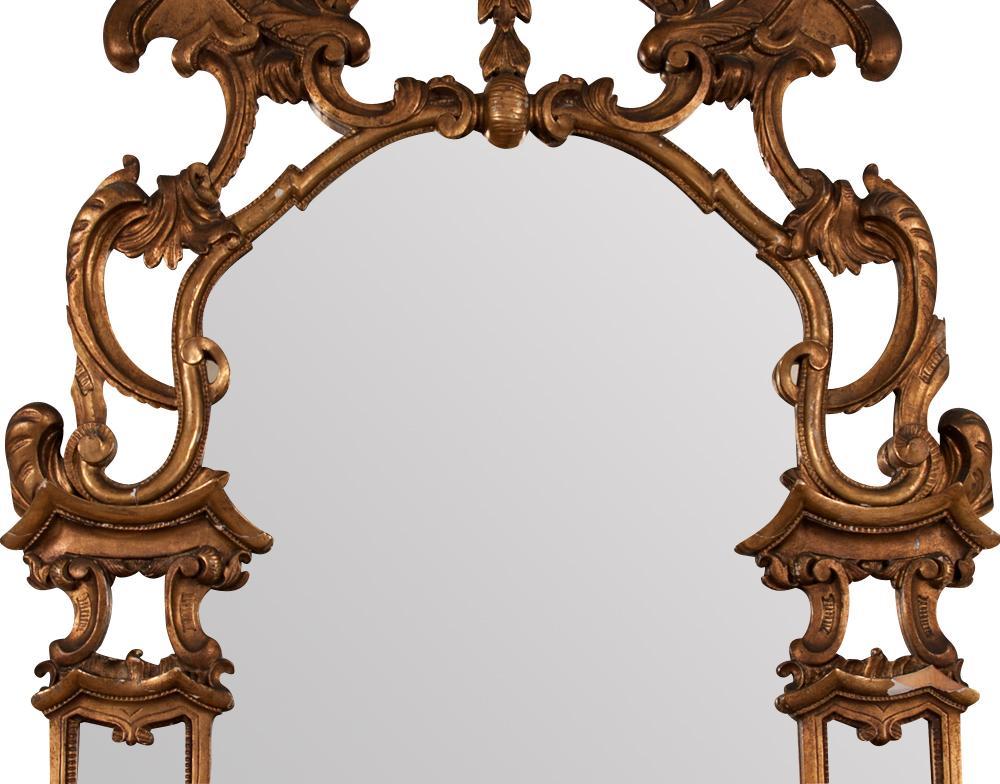 Huge French Gilt Over Mantel Mirror, Carved, 19th Century In Good Condition For Sale In West Palm Beach, FL