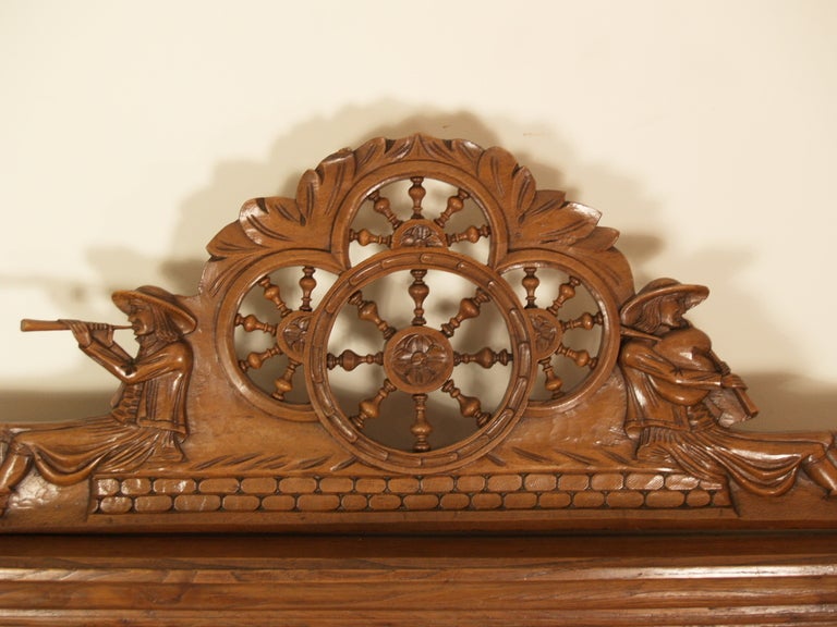 French Hand Heavily Carved Walnut Brittany Bed, Head, 19th Century For Sale 3