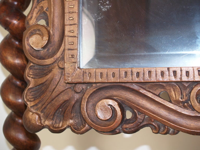 Gothic Style Cheval/Floor Mirror w/ One Drawer & Barley Twist supports In Good Condition In West Palm Beach, FL