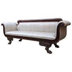 American Hand Carved Mahogany Sofa, Settee, 19th Century