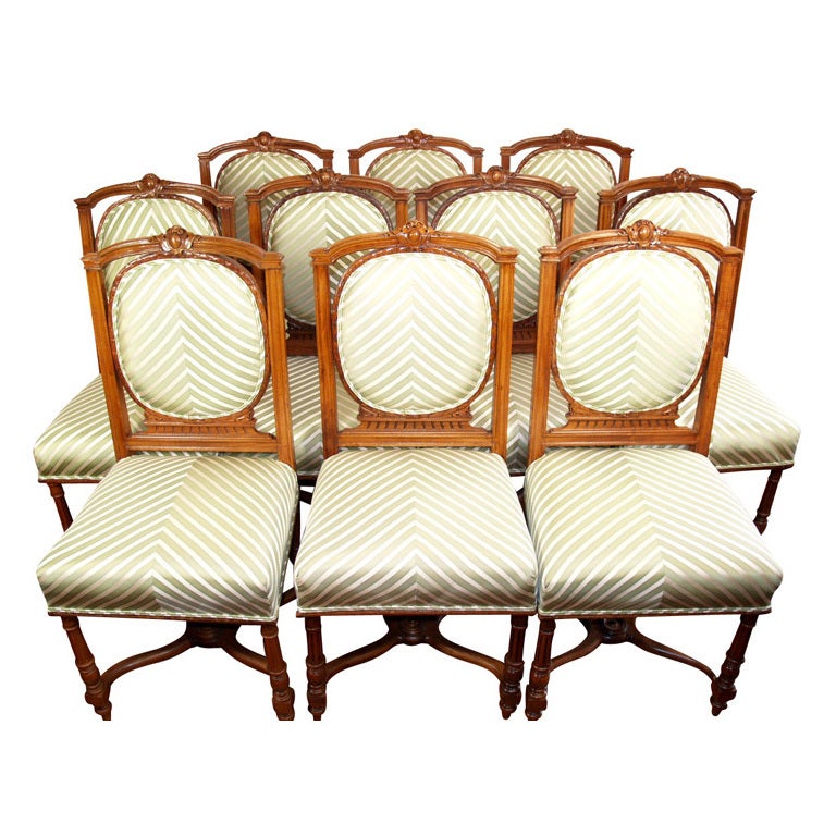 Set of Six French Louis XVI Style Side Chairs, 19th Century For Sale