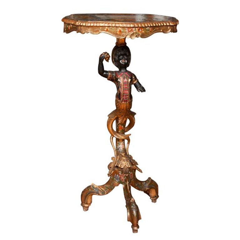 Venetian Black-a-moor Pedestal, Hand Decorated