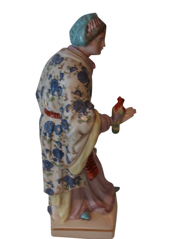 Chinoiserie Porcelain Figurine of a Lady with Parrot, French, Samson. Original Condition

Samson began his career by making service and set piece replacements in the late 1830s. In 1845 he opened the ceramics firm Samson, Edmé et Cie at 7, Rue