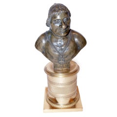Sculpture of a Bronze Bust of a Abbe on a Ormolu Base, signed, 18th Century