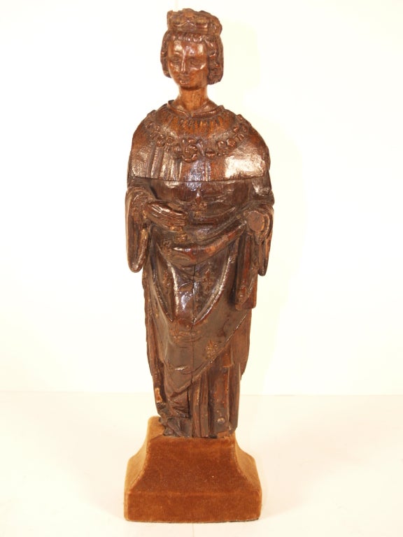 Carved, Sculpture, Oak Figure of Male Monarch, 18th Century