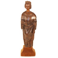 Carved, Sculpture,  Oak Figure of Male Monarch, 18th Century