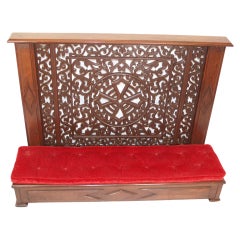 Praying Double Pew, Kneeler with Heavily Carved Details, 19th Century