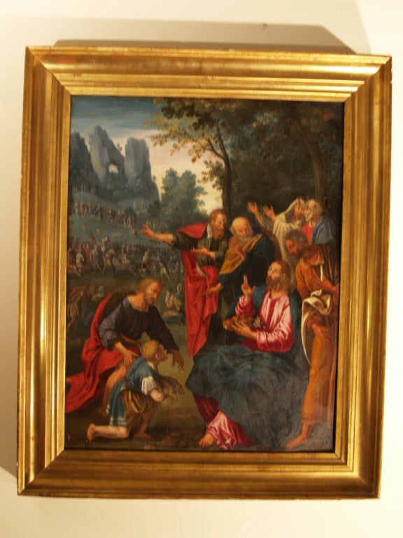 Painting: Oil on Copper, "Multiplication of the Loaves & Fishes", 18th Century