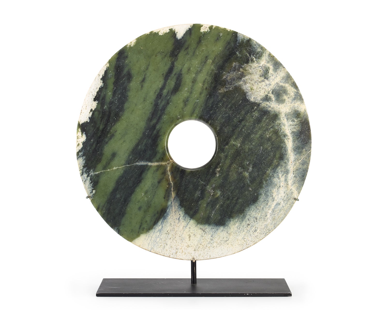 A large calcified jade bi-disc For Sale