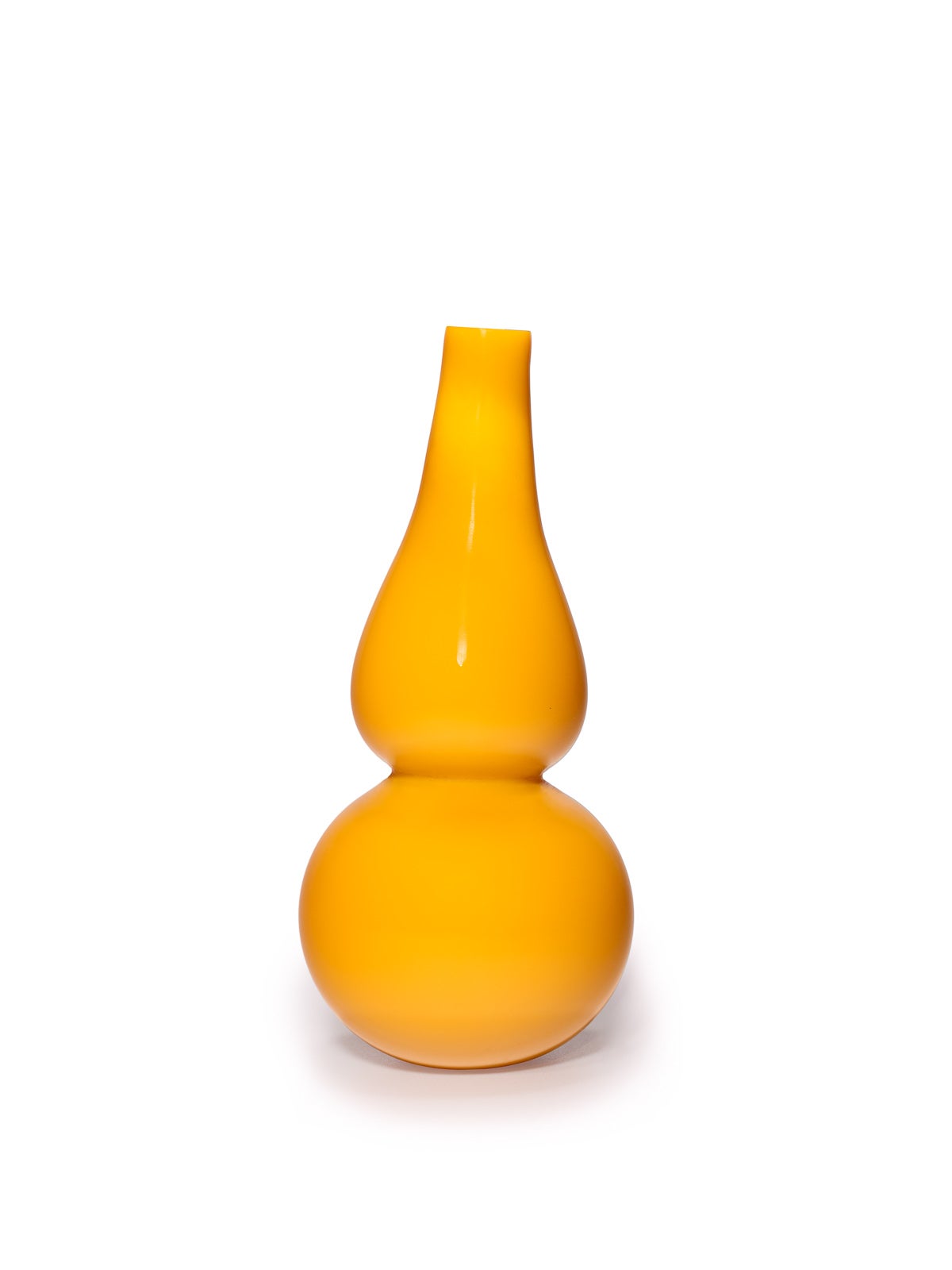 A yellow glass double-gourd bottle vase For Sale