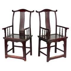 Antique A pair of yoke-back armchairs