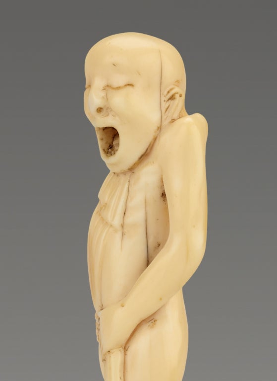A Humorous Ivory Netsuke Of A Man Tying His Loin Cloth 3