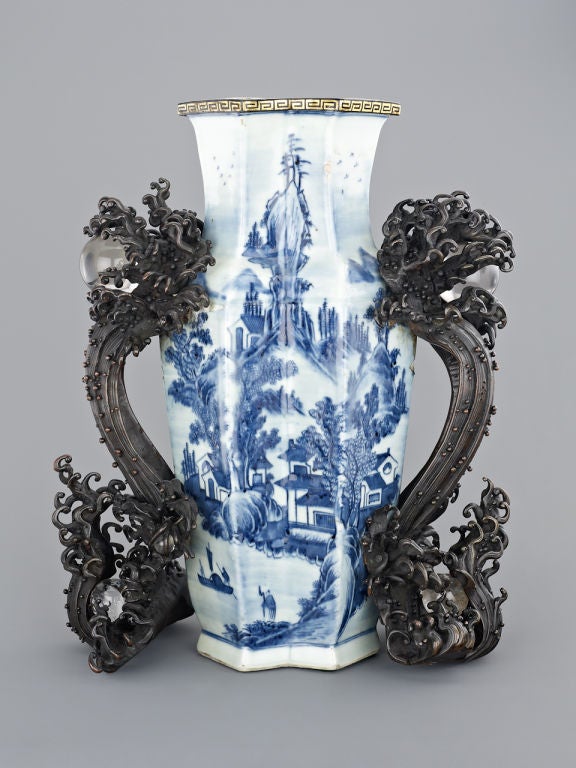 A Chinese Ming vase with Japanese bronze mounts 1