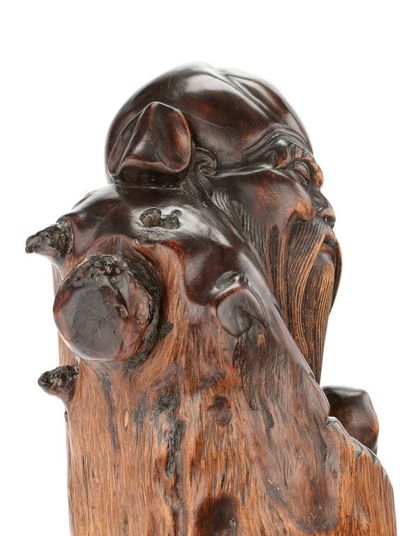 A root-wood carving of Shoulao For Sale 5