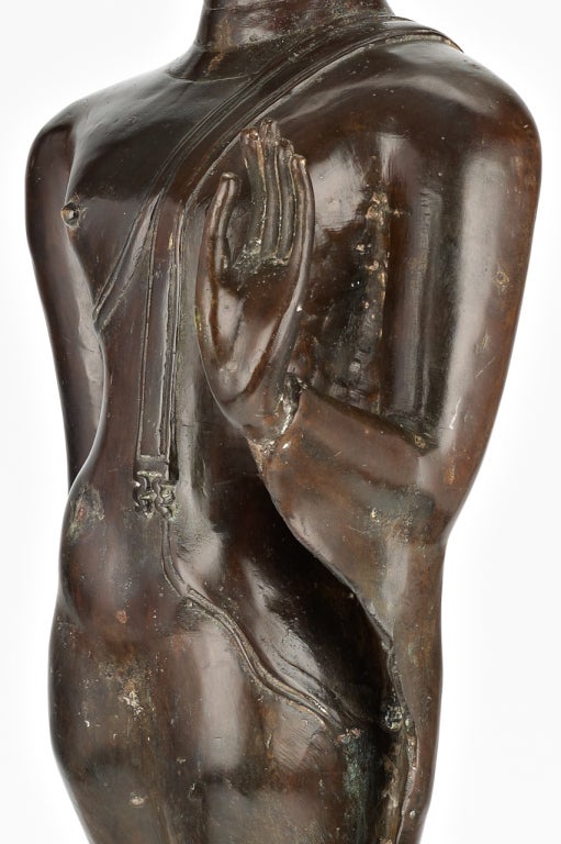 19th Century A Sukhotai-style bronze figure of Buddha For Sale