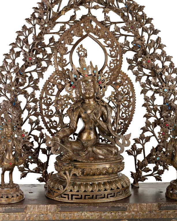 A large and impressive Nepalese bronze altar group