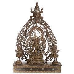 A large and impressive Nepalese bronze altar group
