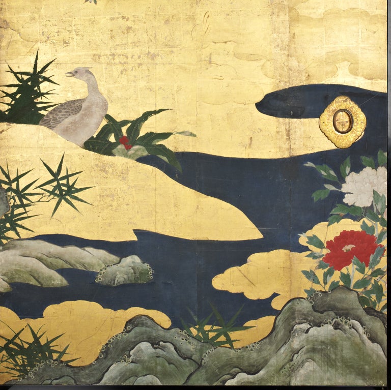 Japanese A set of four panels depicting birds and flowers For Sale