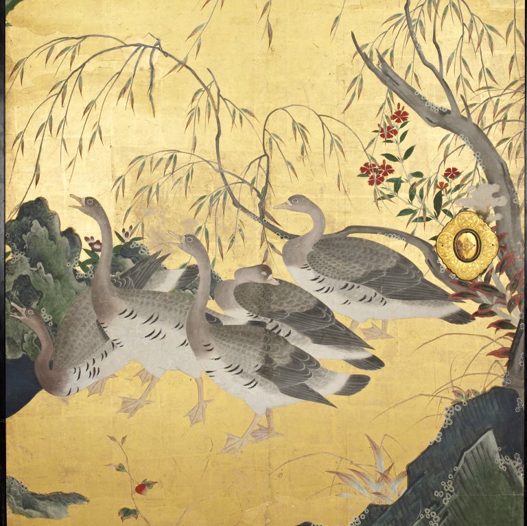 18th Century and Earlier A set of four panels depicting birds and flowers For Sale