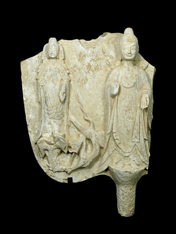 A limestone Buddha stele fragment