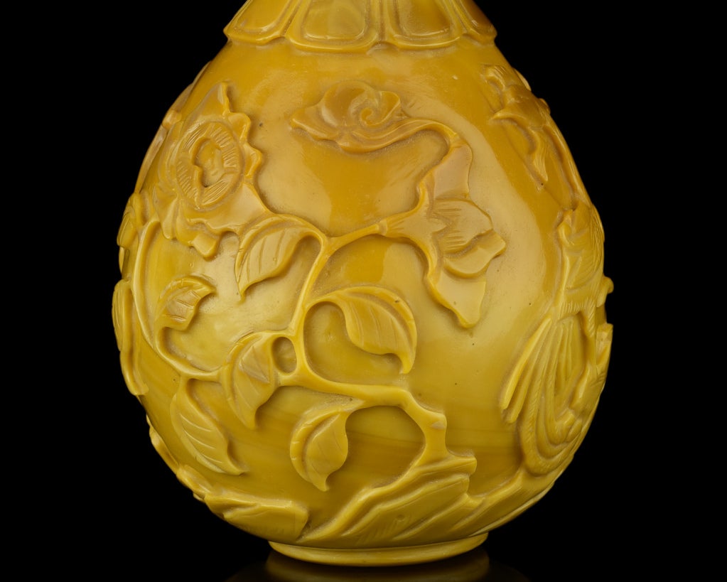 Small Brownish-Yellow Glass Bottle Vase 1