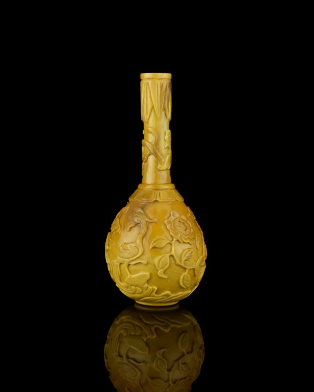 Small Brownish-Yellow Glass Bottle Vase 2