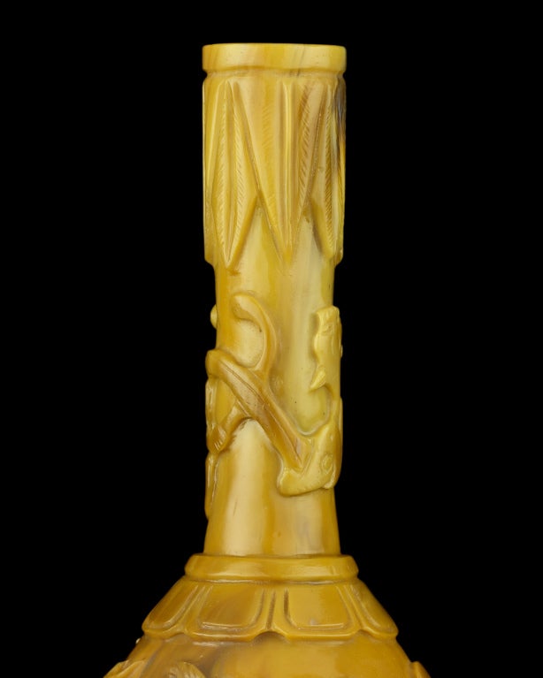 Small Brownish-Yellow Glass Bottle Vase 3