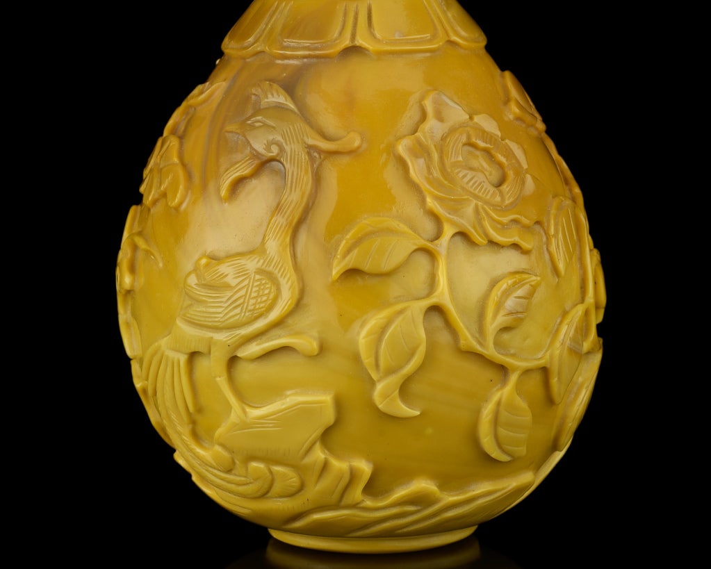 Small Brownish-Yellow Glass Bottle Vase 4