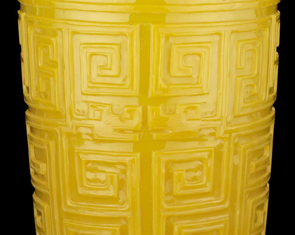 19th Century Large Yellow Glass Vase