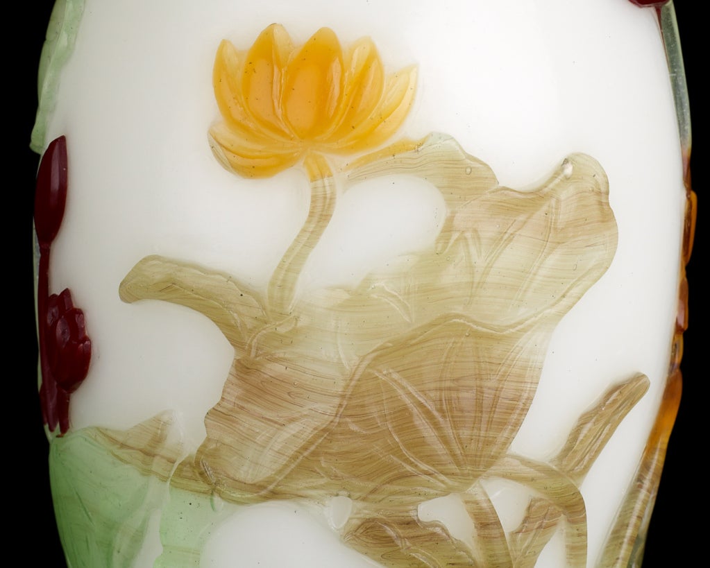 Multicolor-Overlay on White Glass Vase 3