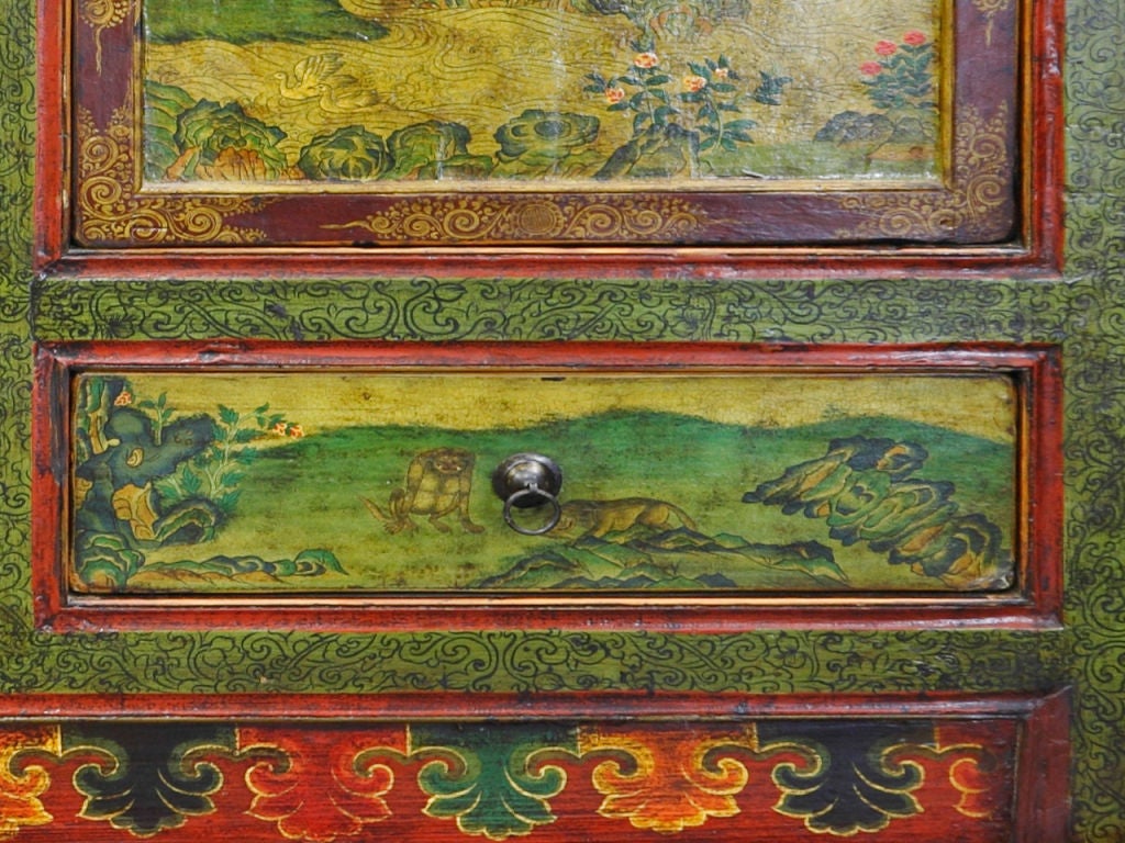 A finely hand painted Tibetan buffet style cabinet 3